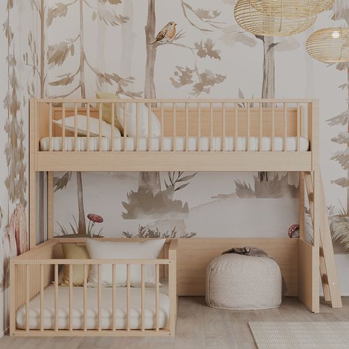 Beliche Infantil Montessoriana Com Cama de Solteiro Fazenda - Carvalho