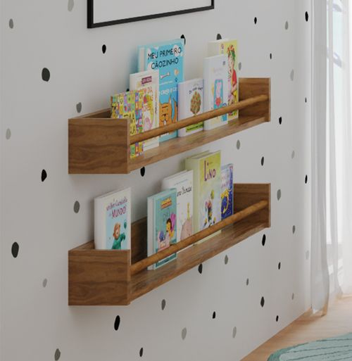 Prateleira de Livro Up 90cm - Freijó