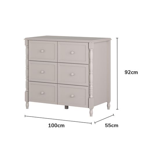 Cômoda de Bebê Monet 6 Gavetas 100cm - Greige