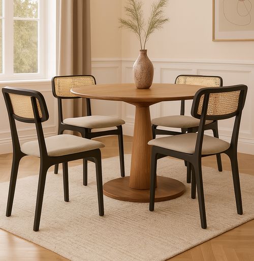 Cadeira Para Mesa de Jantar Sara Palha Natural Ebano - Cru