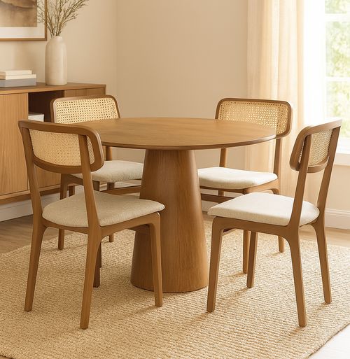 Cadeira Para Mesa de Jantar Sara Palha Natural Freijó - Cru