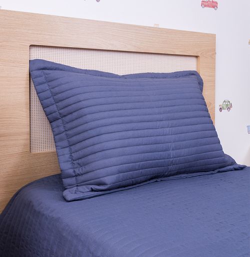 Porta Travesseiro Solteiro Listra - Azul Jeans