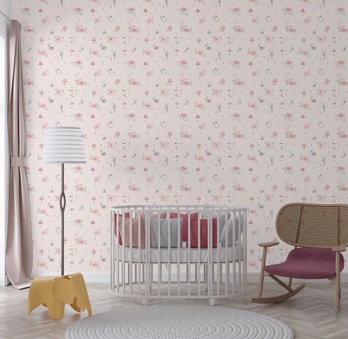 Papel de Parede Cogumelos Rosa