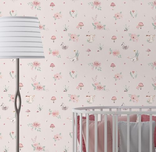 Papel de Parede Cogumelos Rosa