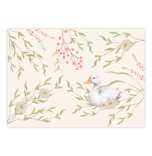 Quadro Infantil Ganso Floral Secrets Bege