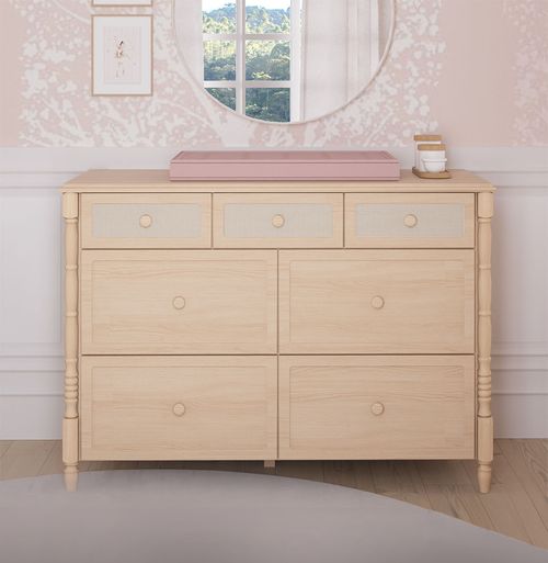 Cômoda de Bebê Monet 7 Gavetas com Palha130cm - Carvalho