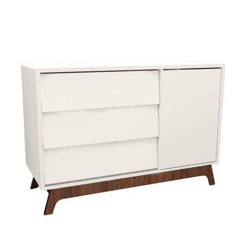 Cômoda de Bebê Raika Com Porta Greige e Pé Mel