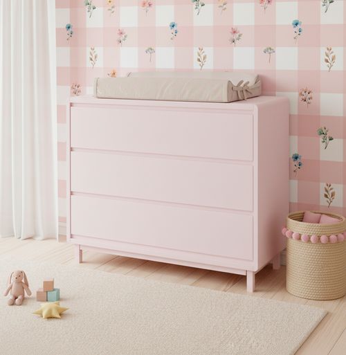 Cômoda de Bebê Nord 3 Gavetas - Rosa