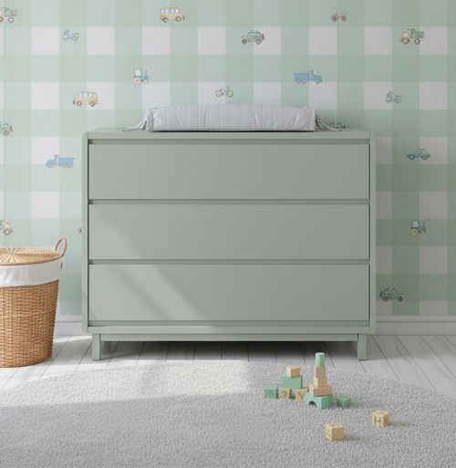 Cômoda de Bebê Nord 3 Gavetas - Verde Jardim