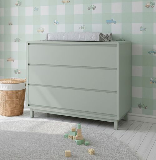Cômoda de Bebê Nord 3 Gavetas - Verde Jardim