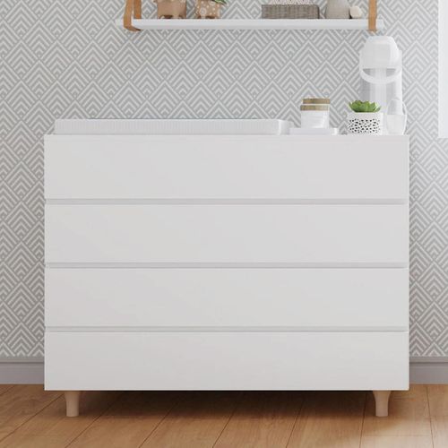 Cômoda de Bebê Haus Nature 4 Gavetas Branca e Carvalho 110 CM