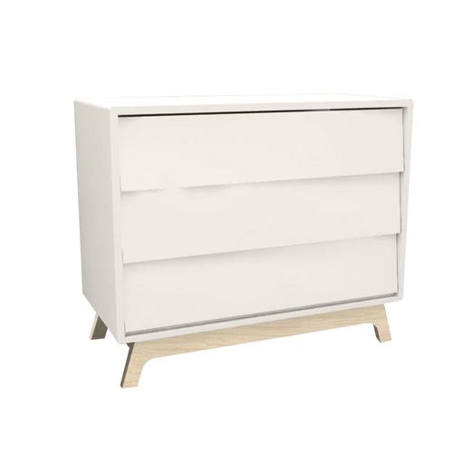 Cômoda de Bebê Raika 3 Gavetas Greige Com Pé Madeira Clara
