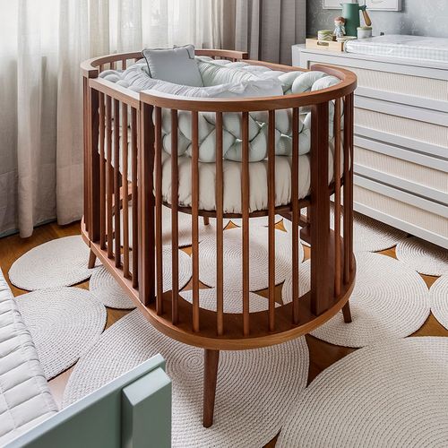 Berço Oval Slim 4 em 1 Madeira